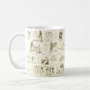 Pride and Prejudice Beige Sepia Toile Quotes Coffee Mug