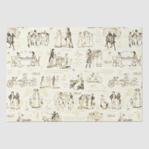 Pride and Prejudice Beige Toile Quotes Tissue Paper