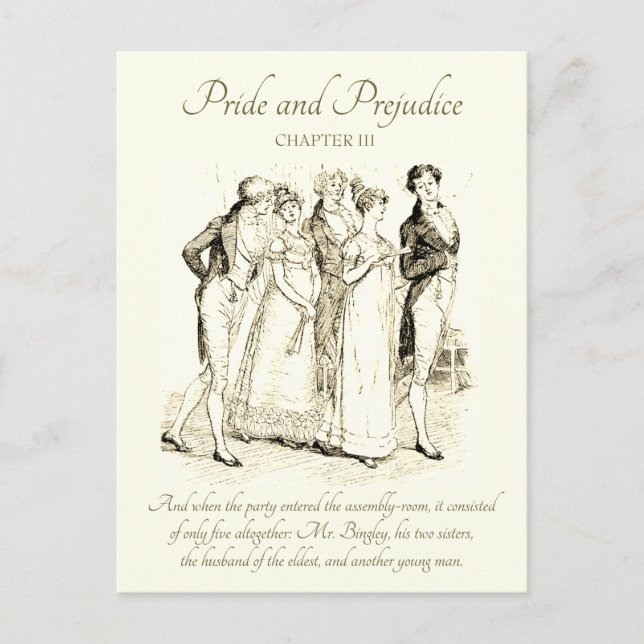 Pride and Prejudice Bingley Darcy Ball Entrance Postcard (Front)