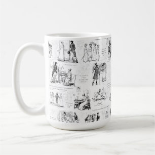 Pride and Prejudice Black White Toile Quotes Coffee Mug