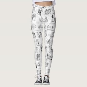 Pride and Prejudice Black White Toile Quotes Leggings
