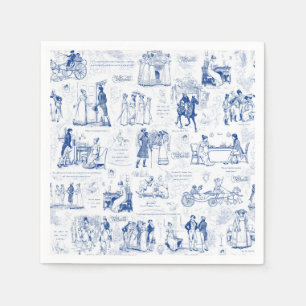Pride and Prejudice Blue Toile Quotes Illustration Napkin