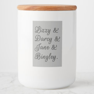 Pride and Prejudice Couples I Food Label