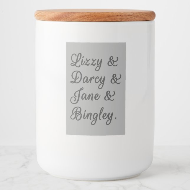 Pride and Prejudice Couples I Food Label (Front)