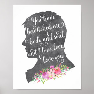 Pride and Prejudice Mr Darcy Book Quote Print