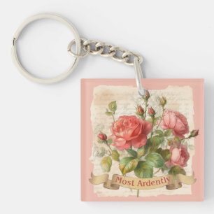 Pride and Prejudice Mr Darcy quote, Most Ardently Key Ring