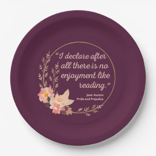 Pride and Prejudice Quote III - Cute Style Paper Plate