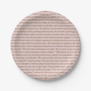 Pride and Prejudice Quote Paper Plate