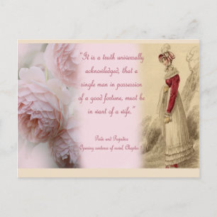 Pride and Prejudice Single Man, Jane Austen Postcard