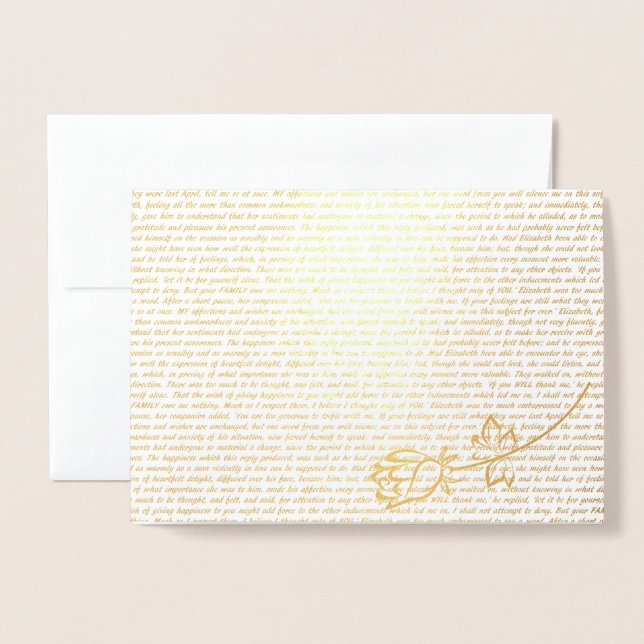 Pride and Prejudice Text Foil Card (Front With Envelope)