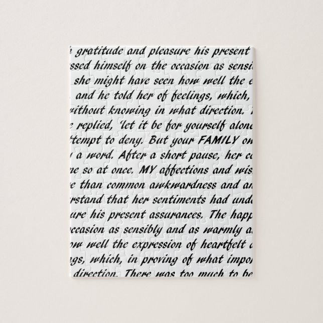 Pride and Prejudice Text Jigsaw Puzzle (Vertical)