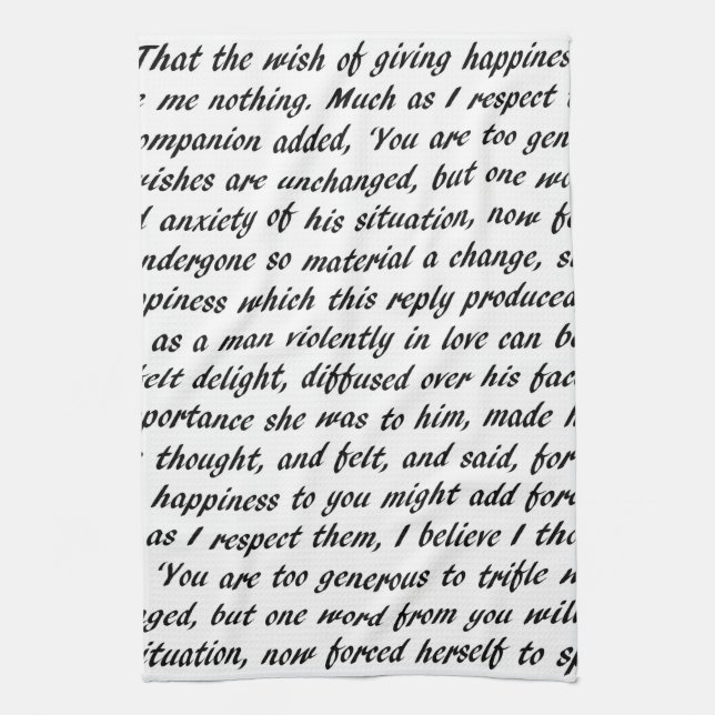 Pride and Prejudice Text Tea Towel (Vertical)