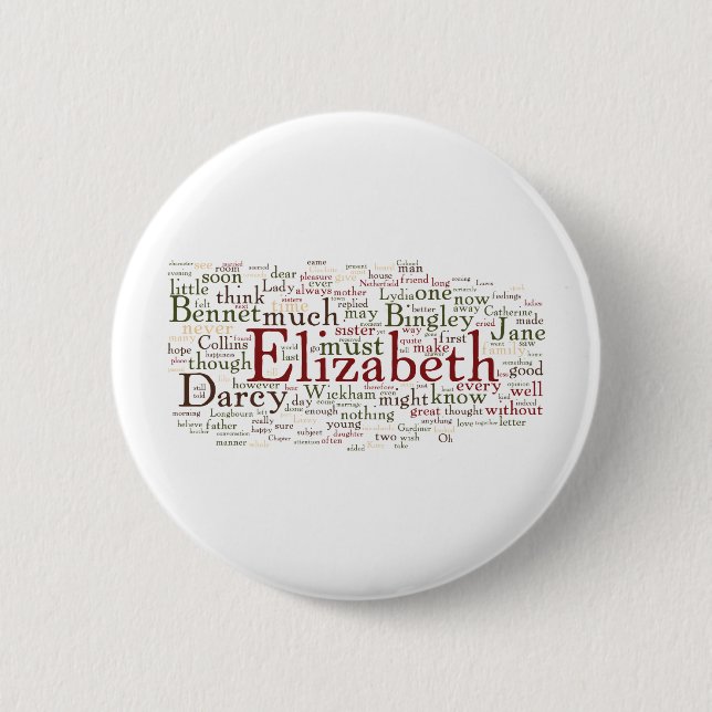 Pride and Prejudice Word Cloud 6 Cm Round Badge (Front)