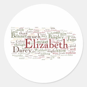 Pride and Prejudice Word Cloud Classic Round Sticker