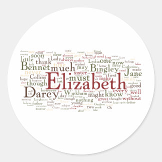 Pride and Prejudice Word Cloud Classic Round Sticker