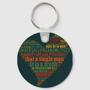 Pride and Prejudice Word Cloud Key Ring