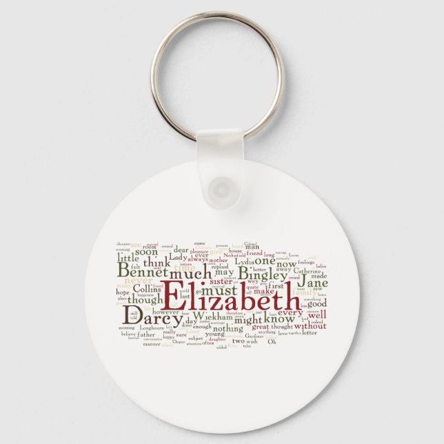 Pride and Prejudice Word Cloud Key Ring (Front)