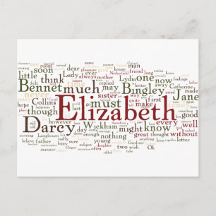 Pride and Prejudice Word Cloud Postcard