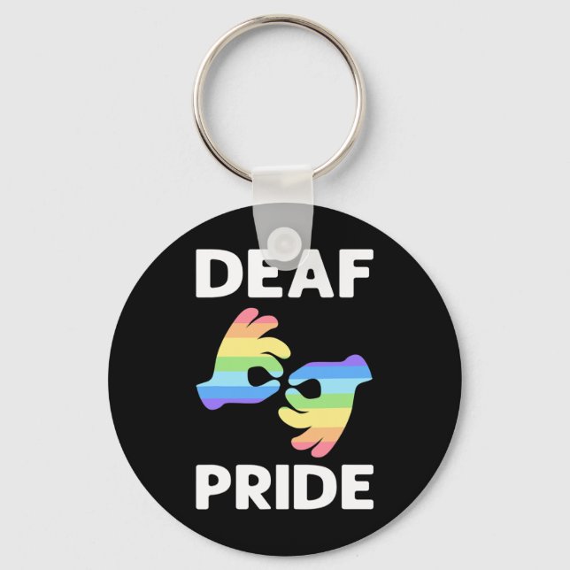 Pride. Asl Awareness Hand Sign Language Deaf Pride Key Ring (Front)