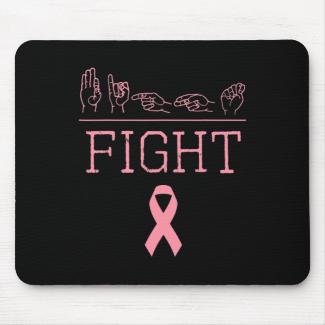 Pride Asl Fight Breast Cancer Awareness Ribbon Gif Mouse Mat (Front)