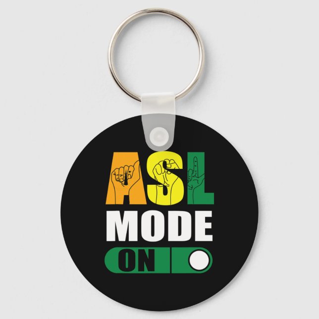 Pride Asl Mode On Proud Hand Sign Language  Key Ring (Front)