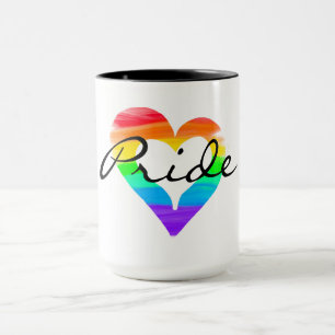 Pride blended paint heart rainbow mug
