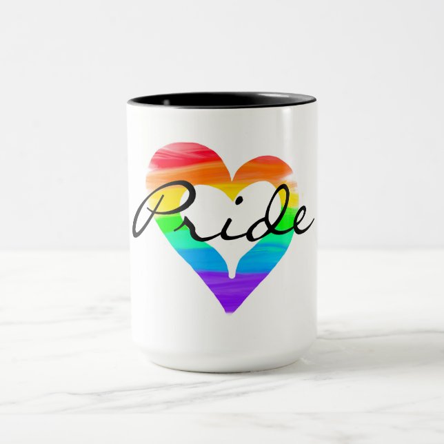 Pride blended paint heart rainbow mug (Center)