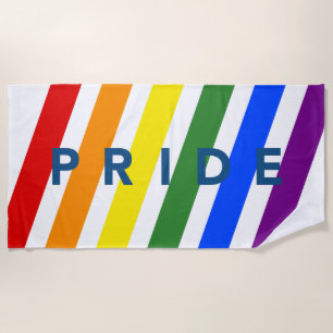 PRIDE Bold Diagonal Rainbow Stripes Beach Towel