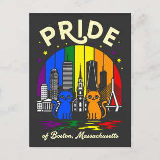 Pride Boston City Massachusetts Rainbow Flag Postcard
