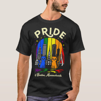 Pride Boston City Massachusetts Rainbow Flag T-Shirt