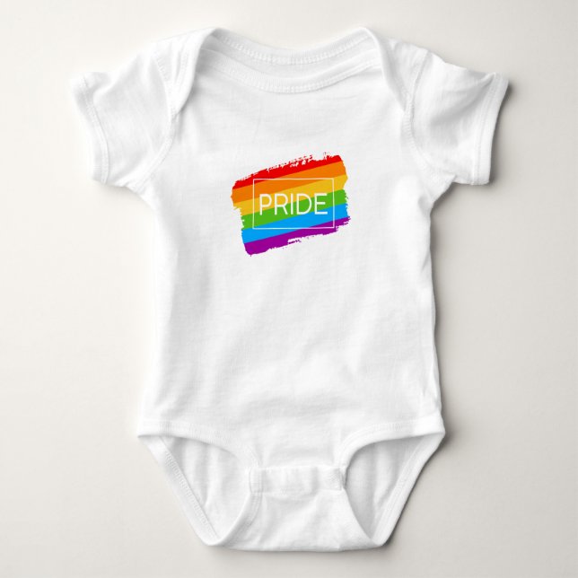 Pride Brushstroke Rainbow Baby Bodysuit (Front)