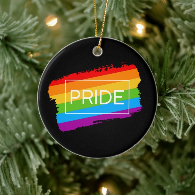 Pride Brushstroke Rainbow Ceramic Tree Decoration (Tree)