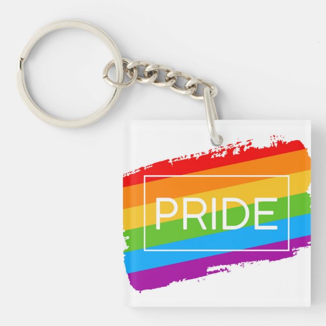 Pride Brushstroke Rainbow Key Ring (Front)