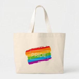 Pride Brushstroke Rainbow Large Tote Bag