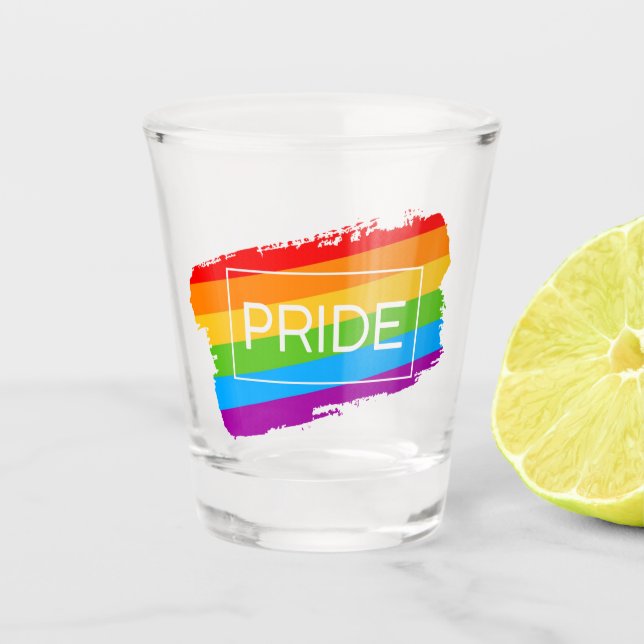 Pride Brushstroke Rainbow Shot Glass (Front)