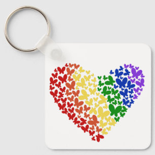 Pride Butterfly Heart– LGBTQ+ Flag Colours Key Ring
