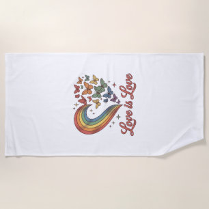 Pride Butterfly Heart Love Is Love Shirt Design_1 Beach Towel