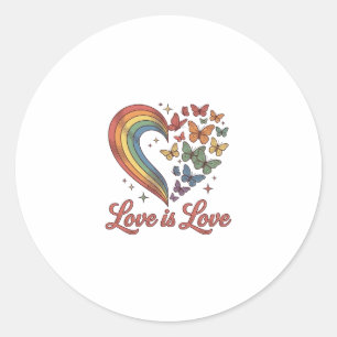 Pride Butterfly Heart Love Is Love Shirt Design_1 Classic Round Sticker