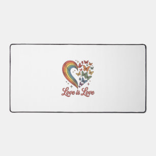 Pride Butterfly Heart Love Is Love Shirt Design_1 Desk Mat