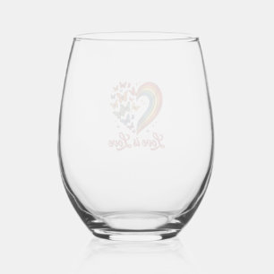 Pride Butterfly Heart Love Is Love Shirt Design_1 Stemless Wine Glass