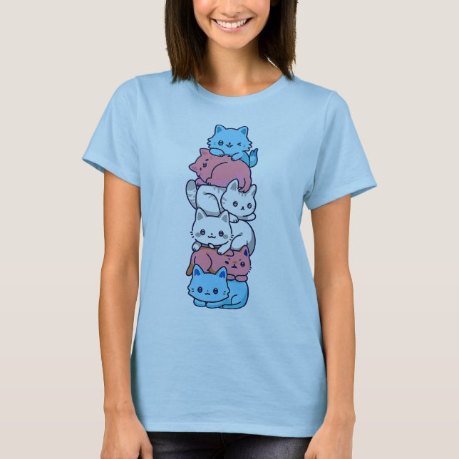 Pride Cat LGBT Trans Flag Cute Cats Pile T-Shirt (Front)