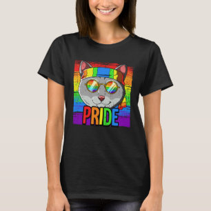 Pride Cat LGBTQ Rainbow Flag Pride Month T-Shirt