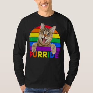 Pride Cat Purride Gay Lgbtq Rainbow Retro Style T-Shirt