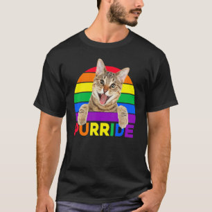 Pride Cat Purride Gay Lgbtq Rainbow Retro Style T-Shirt