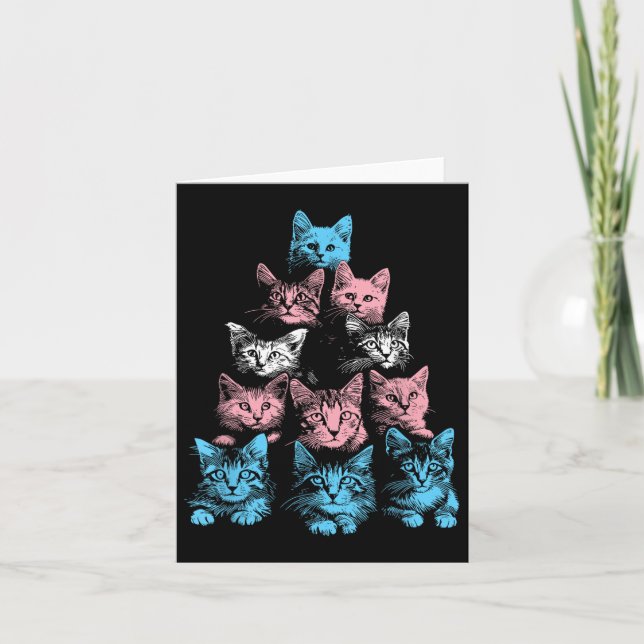 Pride Cats Transgender - Lgbt Trans Flag Cute Cats Card (Front)
