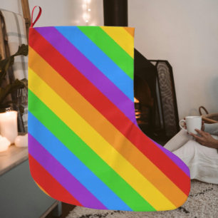 Pride Cheer: Rainbow Flag Large Christmas Stocking