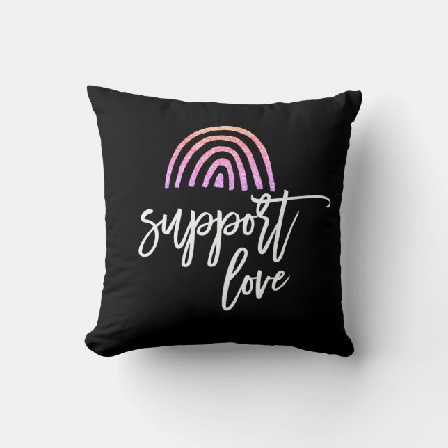 Pride Colourful Glitter Rainbow Black Cushion (Front)