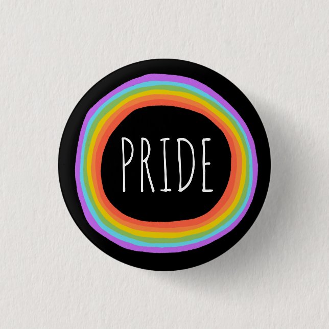 PRIDE Colourful Rainbow Circle Black 3 Cm Round Badge (Front)