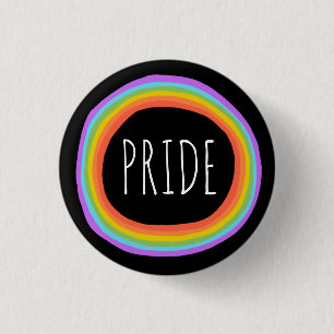 PRIDE Colourful Rainbow Circle Black 3 Cm Round Badge