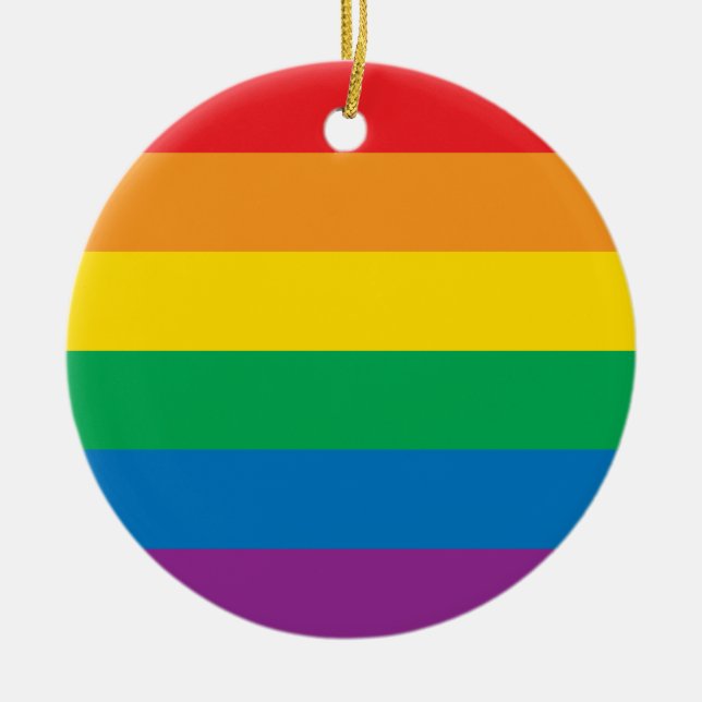 Pride | Colourful Rainbow Design Ceramic Tree Decoration (Front)